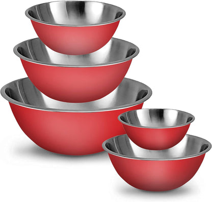 WHYSKO Meal Prep Stainless Steel Mixing Bowl (5-Piece Set) Home, Refrigerator, and Kitchen Food Storage Organizers | Ecofriendly, Heavy Duty, No Lids