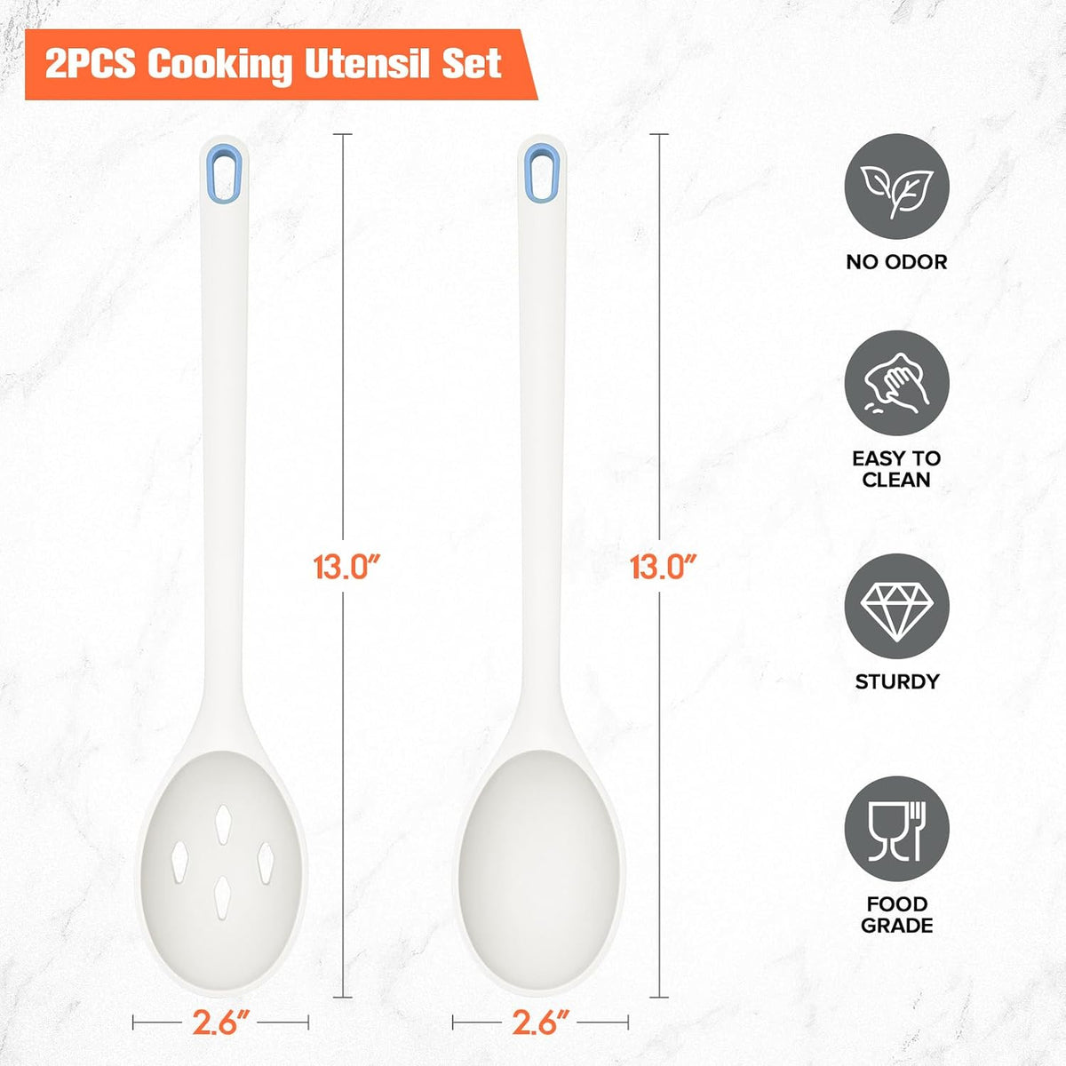Silicone Cooking Spoon, Solid&Slotted Spoons, 2 Pack (Green)