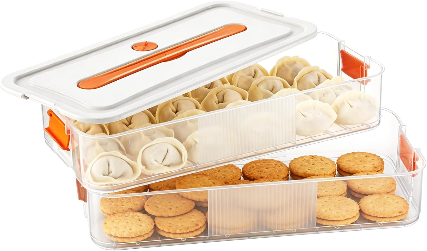 Homaisson Deviled Egg Container with Lid, 3-layer Egg Carrier Trays with 36 Slots, Clear Stackable Storage Container with Handle for Refrigerator, Pantry, Travel, 12.2x4.8x6.7