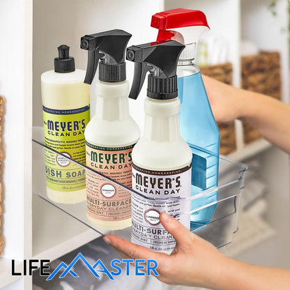 2-Piece Stackable Refrigerator Bin Organizer Set with Easy Grip Handles - Clear Multi-Purpose Storage Bins for Fridge and Pantry Use