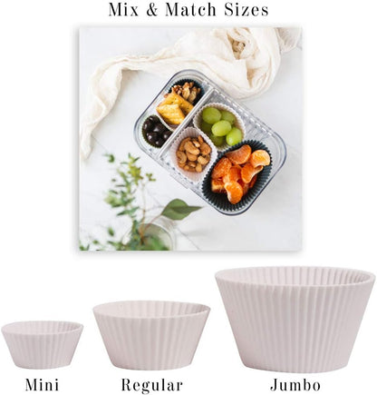The Silicone Kitchen Silicone Individual Mini Loaf Pans - Reusable, Non-Toxic, BPA Free, Dishwasher Safe, Bento Box Accessories (12 Pack, White)