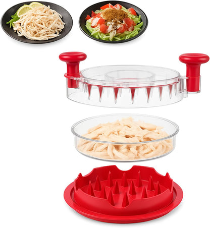 Chicken Shredder Tool Twist with Removable Insert, Chicken Breast Meat Food Shredder, Strong Anti-Slip Strip, Ergonomic Handle, BPA Free, Desmenuzador de Pollo-B1-Red