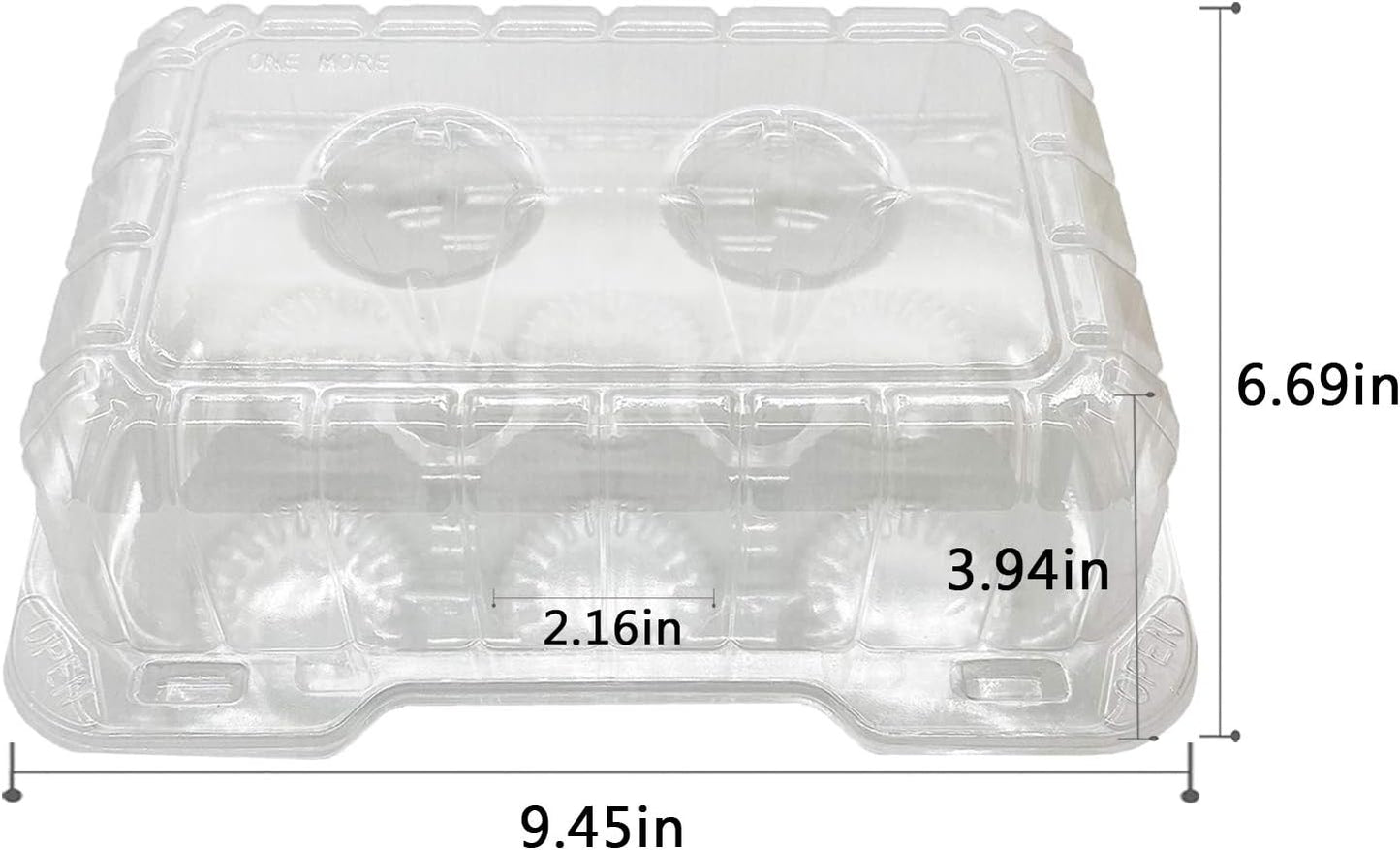 Clear Cupcake Containers,12pc Plastic Disposable High Dome Cupcake Boxes 6 Compartment Cupcake Holders Cupcake Containers Half Dozen Cupcake Trays ReliableCup Cake Muffin Packaging Transporter