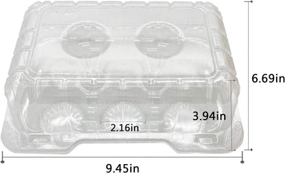 Clear Cupcake Containers,12pc Plastic Disposable High Dome Cupcake Boxes 6 Compartment Cupcake Holders Cupcake Containers Half Dozen Cupcake Trays ReliableCup Cake Muffin Packaging Transporter