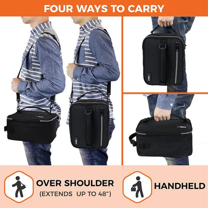 opux Insulated Lunch Box for Men Women Adult, Compact Lunch Bag for Kids Boy Girl Teen, Soft Lunch Cooler Bag for Work School, Leakproof Lunchbox Lunch Pail with Clip-on Buckle, Grey Flowers