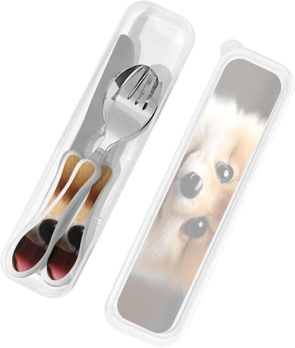 3-Piece Kids Silverware Set With Storage Case, Stainless Steel Reusable Children Safe Knife Spoon Fork Set Colorful Abstract Dragonfly Children Flatware Set For Kids Lunch Box
