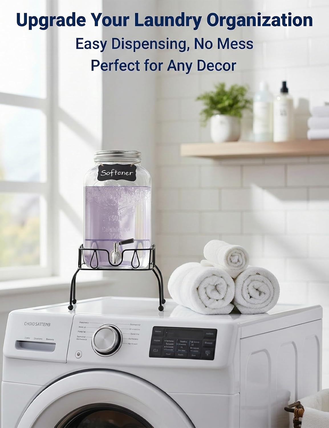 2 Gallon Glass Drink Dispenser with Stand, Ice Cylinder,Stainless Steel Leakproof Spigot and Lid,Glass Beverage Dispenser for Parties,Mason Jar Drink Dispenser for Juice,Sun Tea,Water,Lemonade & More