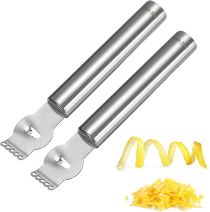 uxcell Lemon Zester Tool Stainless Steel Orange Peeler Silver