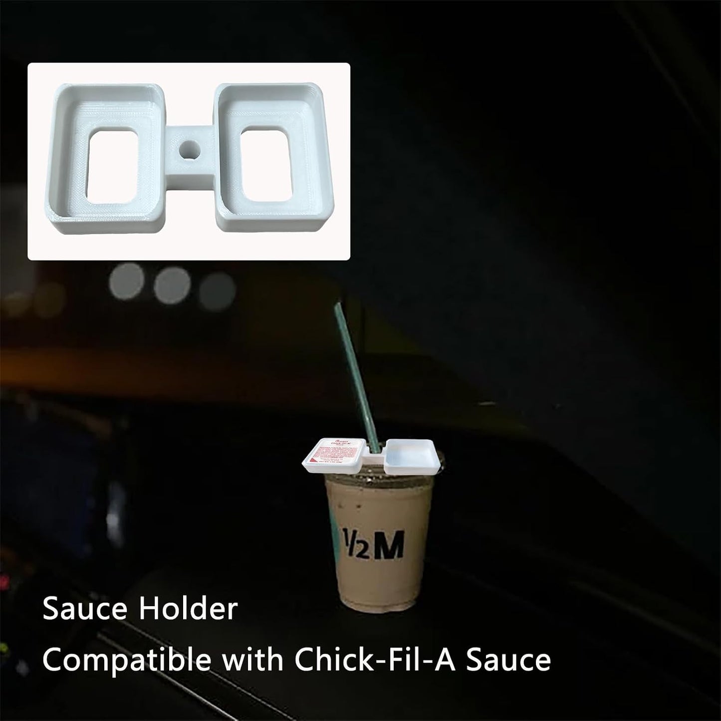 2 PCS Sauce Holder Compatible with Chick-Fil-A Sauce, Cup Top Fast Food Sauce Holder (White)