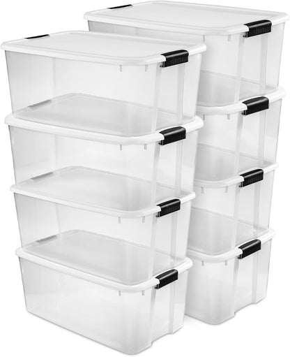 Sterilite 6-Pack Ultra Latching Box, Storage Bins with Lids, Clear Plastic, 18 Qt – Large Heavy-Duty Organizing Bin Containers for Home, Closet, Kitchen, Pantry, Bathroom, and Office