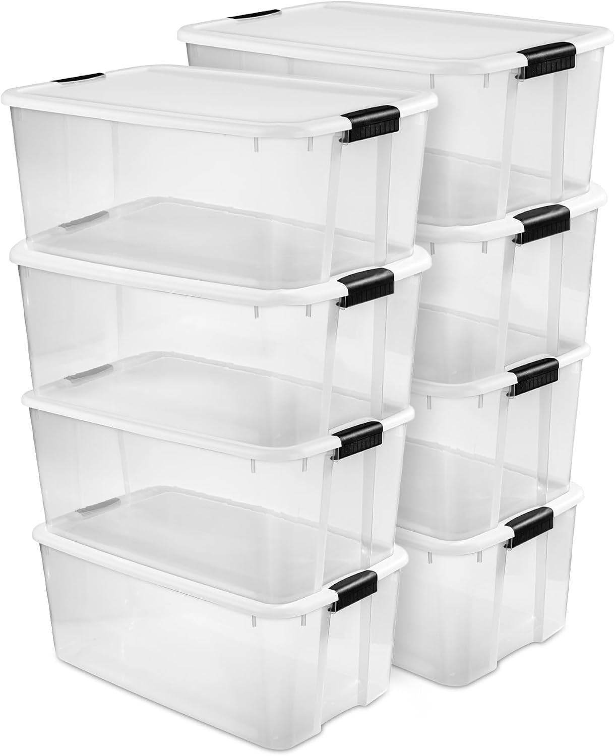 Sterilite 6-Pack Ultra Latching Box, Storage Bins with Lids, Clear Plastic, 18 Qt – Large Heavy-Duty Organizing Bin Containers for Home, Closet, Kitchen, Pantry, Bathroom, and Office