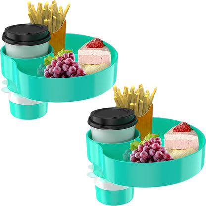 [2 Packs Blue & Pink] Kids Car Seat Tray, Travel Tray with Cup Holder for Toddler Baby, Kids Car Seat Food Snack Organizer for Road Trip, Stroller snack Organizer Travel Must Haves Toddler Must Haves