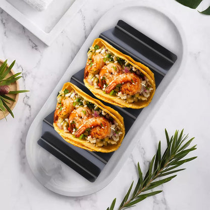 Black Taco Holder Stand,Set of 6 Stainless Steel Taco Tray,Stylish Taco Shell Holders,Rack Holds Up to 3 Tacos Each Keeping Shells Upright,Health Material Taco Rack by RTT -Oven,Grill Dishwasher Safe