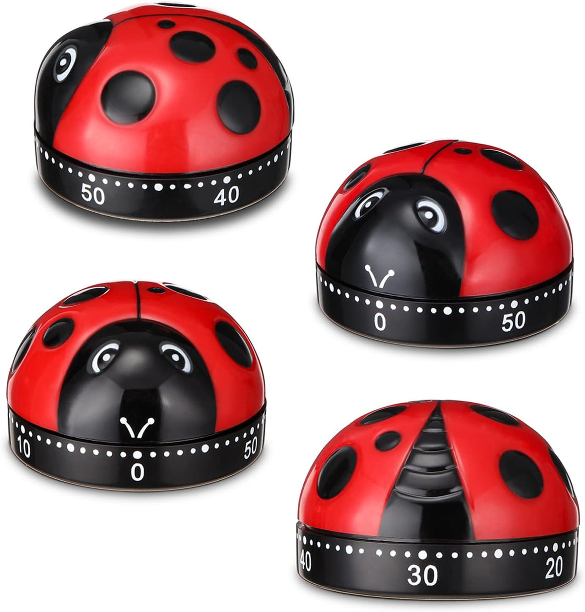 Kanayu 4 Pcs Ladybug Kitchen Timer for Kid Mechanical Egg Timer for Cooking