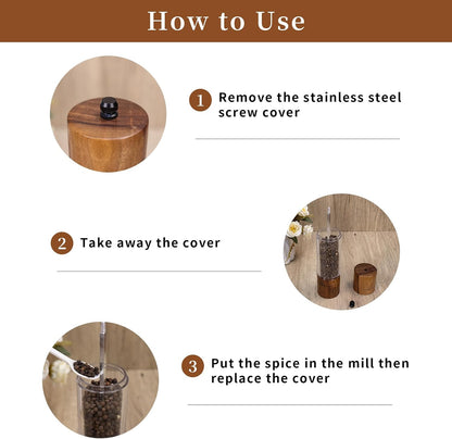 XWXO Salt and Pepper Grinder Set -8 Inches-Pack of 2 Premium Acrylic Manual