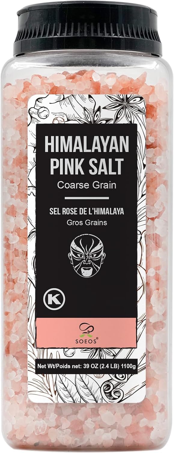 Soeos Himalayan Pink Salt, Coarse Grain, 39 oz (2.4 lb), Bottled
