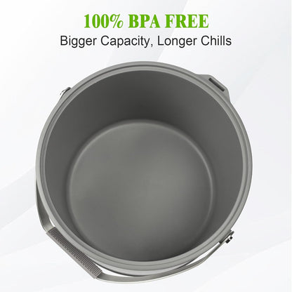 5QT/4.8L Insulated Ice Bucket for Parties, Large Capacity Double-Wall Beverage Bucket with Scoop & Lid for Champagne, Wine, Cocktail (Black)