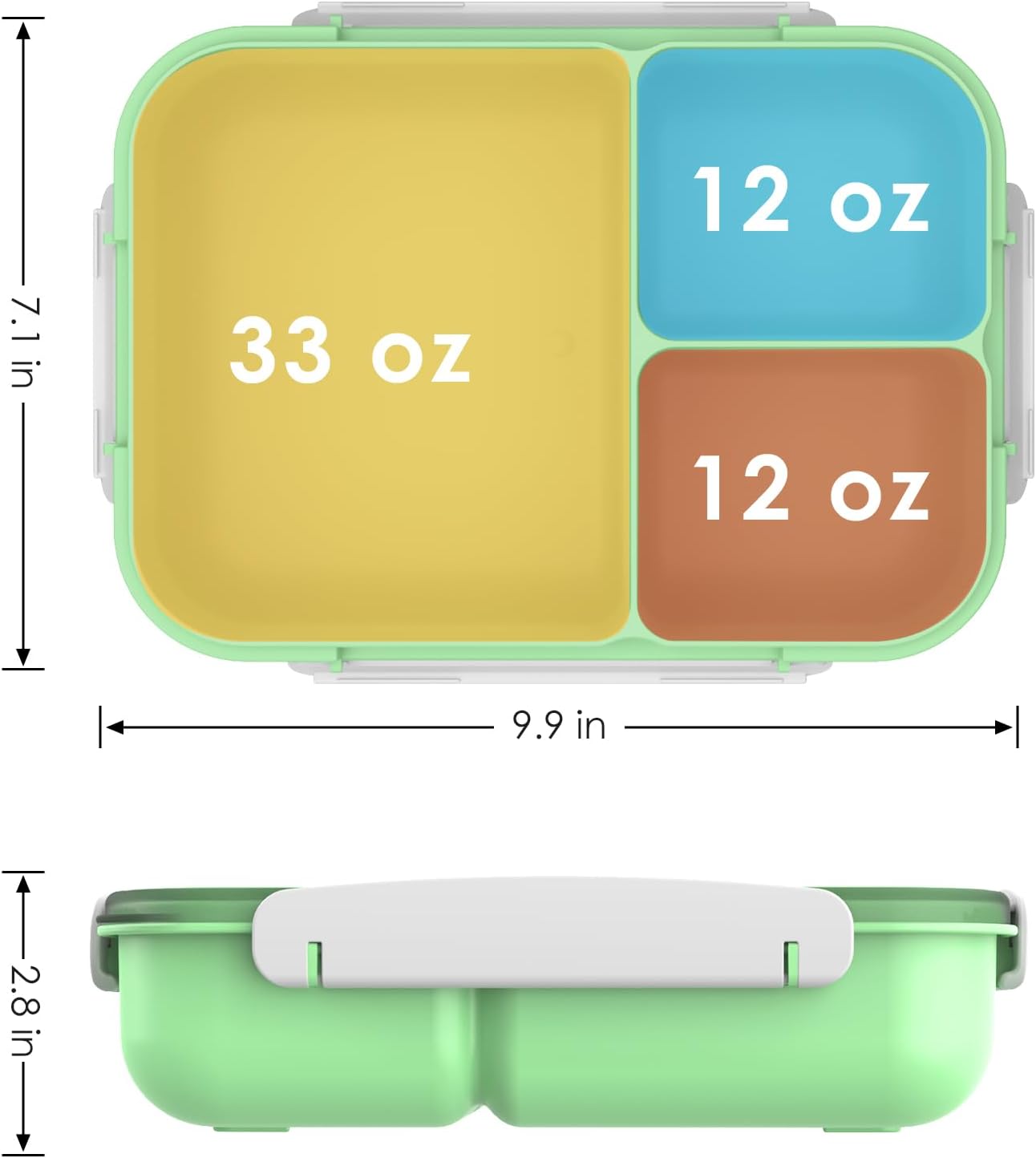WHALEHOUSE Bento Lunch Box, 1300ML 4 Compartments Meal Prep Container with Utensil, Airtight Food Storage Container with Snap Locking Lids, Microwave/Dishwasher/Freezer Safe, On the Go