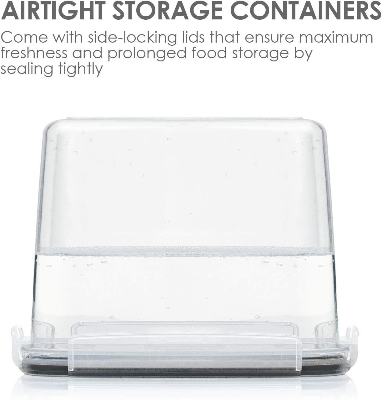 Vtopmart 4 PCS Large Food Storage Containers 5.2L / 175oz, 4 Pieces BPA Free Plastic Airtight Canisters for Flour, Sugar, Baking Supplies, Rice with Lids, 4 Measuring Cups and 24 Labels, Black