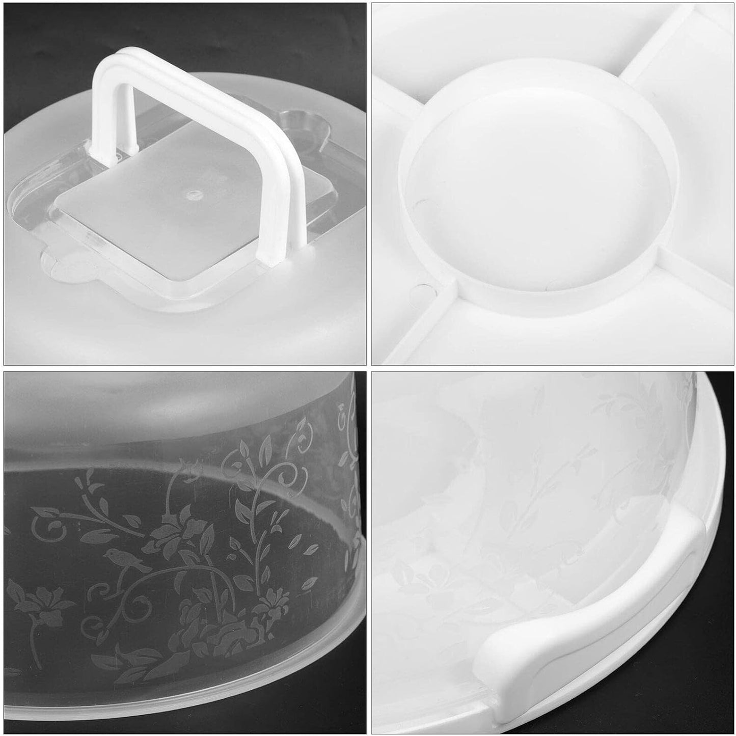 Hemoton Reusable Plastic Cake Box with Lid and Handle 9.84X8.26X5.11 Inch Portable Cake Carrier for Storage and Bread Transport
