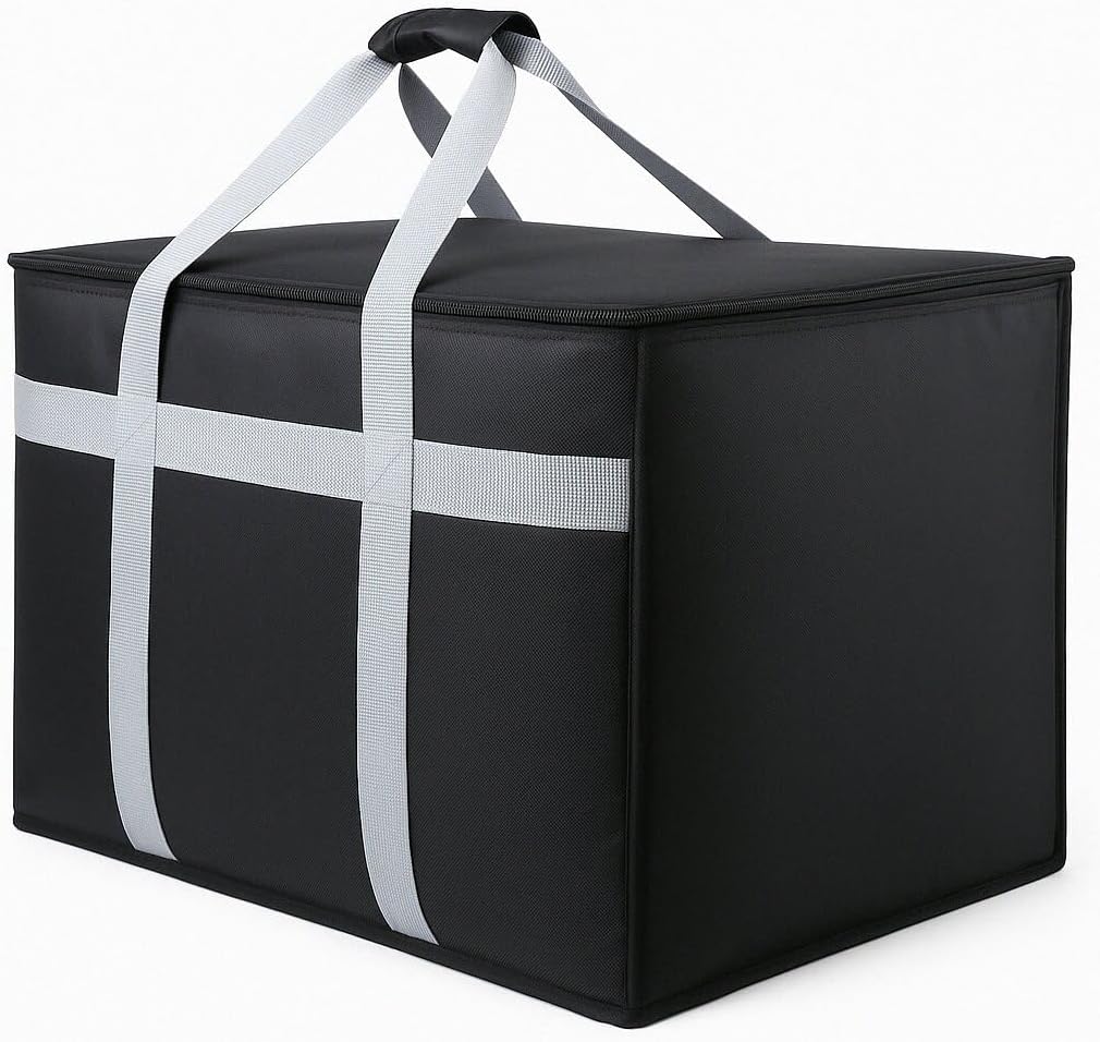 musbus Extra large XXXL Insulated Food Delivery Bag Cooler Bags Keep Food Warm Catering Therma Catering Bag for doordash 22x14x13 Cooler Bags Therma Shopper hot warming RED Pizza BLACK