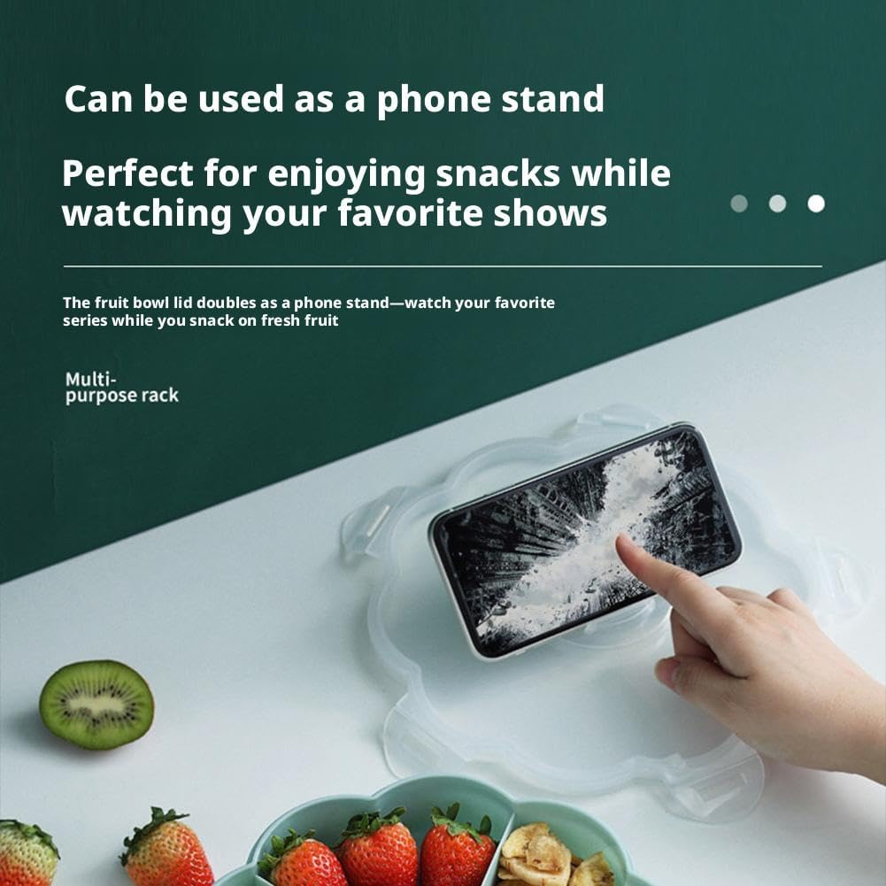 Divided Serving Tray that Spins - Perfect for Snacks, Dips & Party Appetizers,Rotating Snack Box Container with Lid,Double-Layer Lazy Susan Organizer Veggie Fruit Tray for Kitchen,Travel and Picnic