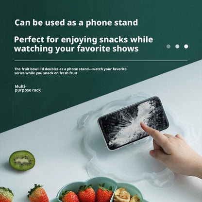 Divided Serving Tray that Spins - Perfect for Snacks, Dips & Party Appetizers,Rotating Snack Box Container with Lid,Double-Layer Lazy Susan Organizer Veggie Fruit Tray for Kitchen,Travel and Picnic