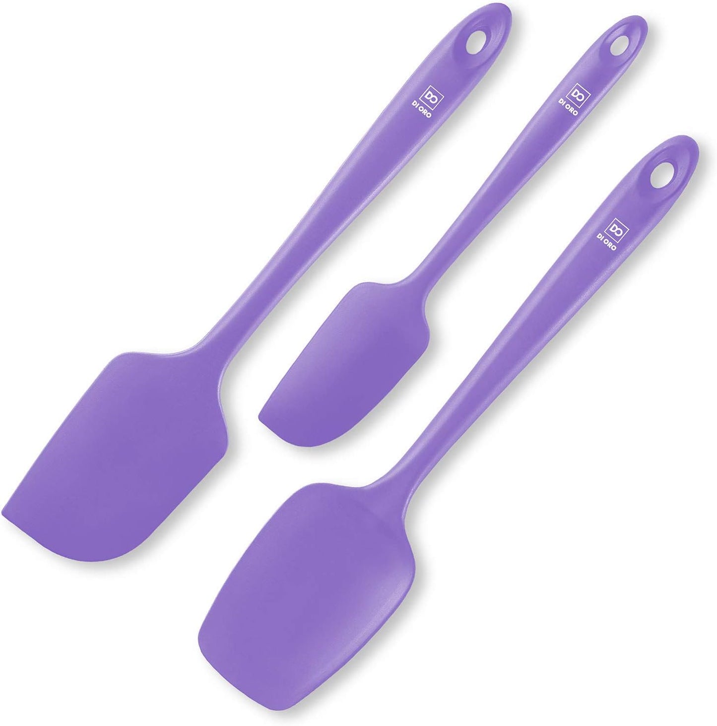 DI ORO Silicone Spatula Set - Rubber Kitchen Spatulas for Baking, Cooking, & Mixing - 600°F Heat-Resistant & BPA Free Silicone Scraper Spatulas for Nonstick Cookware - Dishwasher Safe (3pc, Black)