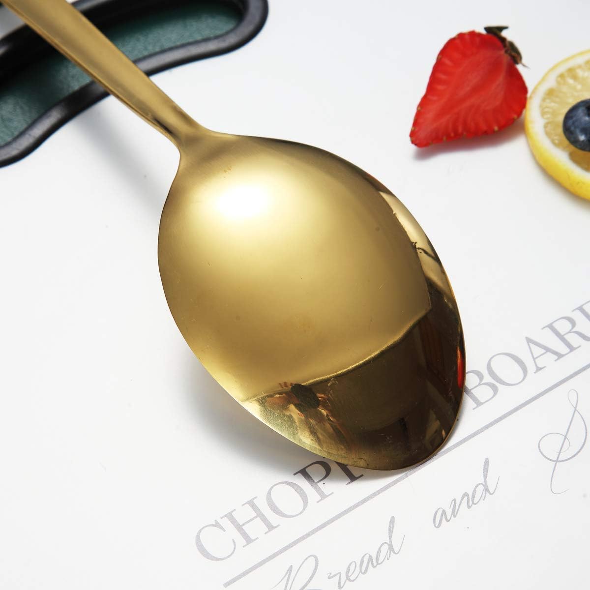 Gold Ladle, Berglander Stainless Steel Kitchen Ladle With Titainium Gold Plating, Soup Ladle, Cooking Ladle, Metal Soup Spoon For Cooking, Dishwasher Safe, Easy to Clean