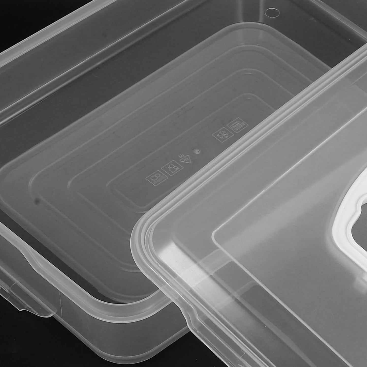 Dumpling Container with Lid for Freezer, Airtight Food Storage Box 31x22x7cm, Stackable Refrigerator Organizer Tray for Dumplings and Wontons