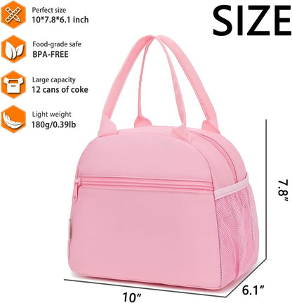 GYEUKHAM Lunch Bag Women, Lunch Box for Adult Men Kids Girls, Small Cute Lunchbox Tote Large Capacity Insulated Lunch Container Cooler for Work School Picnic Travel, Black White Stripes