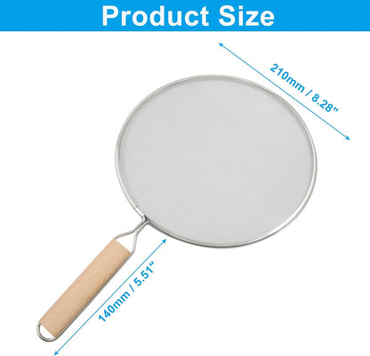1Pcs 8Inch Stainless Steel Splatter Screen Splatter Guard with Handle, Ultra Fine Mesh Cooking Protector for Frying Cooking/Kitchen Use