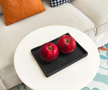 White Serving Tray (13.5 x 9.6 inch) for Serving Accessory, Elegant & Stackable Plastic Tray for Spa, Coffee, Drinks, Tea, Bar, Party, Seasoning, Perfume and Display Use.
