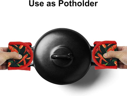 Evoio Cast Iron Skillet Pot Pan Hot Handle Covers (4-Pack Red Peppers)