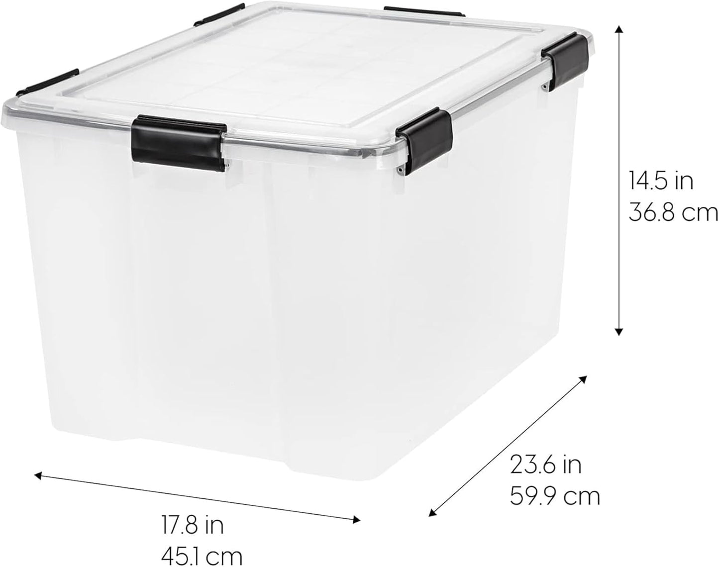 IRIS USA 106 Quart WEATHERPRO Wheeled Plastic Storage Bin Tote Organizing Container with Durable Lid and Seal and Secure Latching Buckles, Clear/Black, 3 Pack