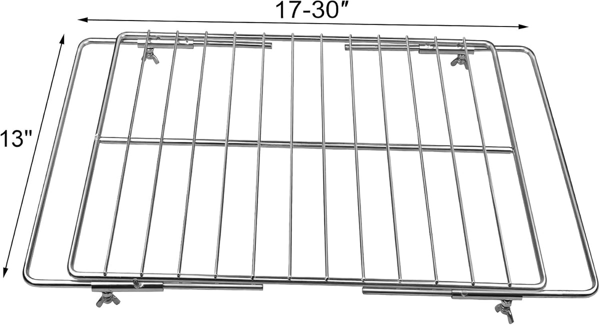 Adjustable Extendable Oven Rack, Universal Chrome Plated Wire Shelf, Adjusts from 17" to 30" Wide, Compatible with GE, Whirlpool, Frigidaire, Kenmore, Samsung, LG, Ovens, 1 Pack