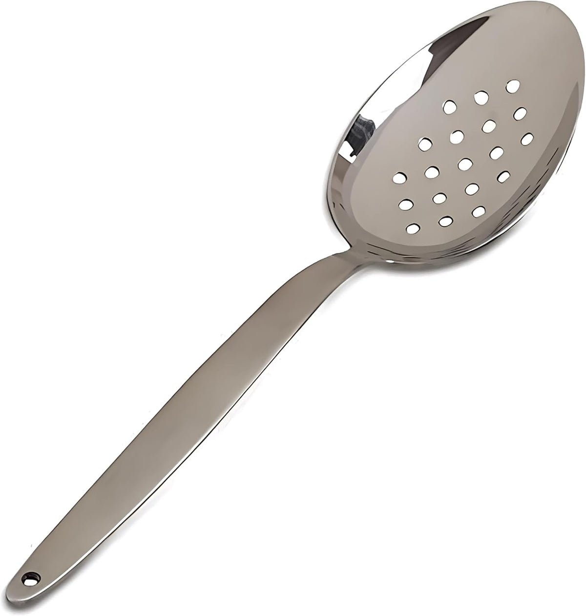 Chef Kunz Slotted Spoon | 9 Inch 18/10 Stainless Steel Silver Chef Cooking Spoons | Basting, Quenelle, Plating Spoon for Draining and Serving, Dishwasher Safe (Slotted)