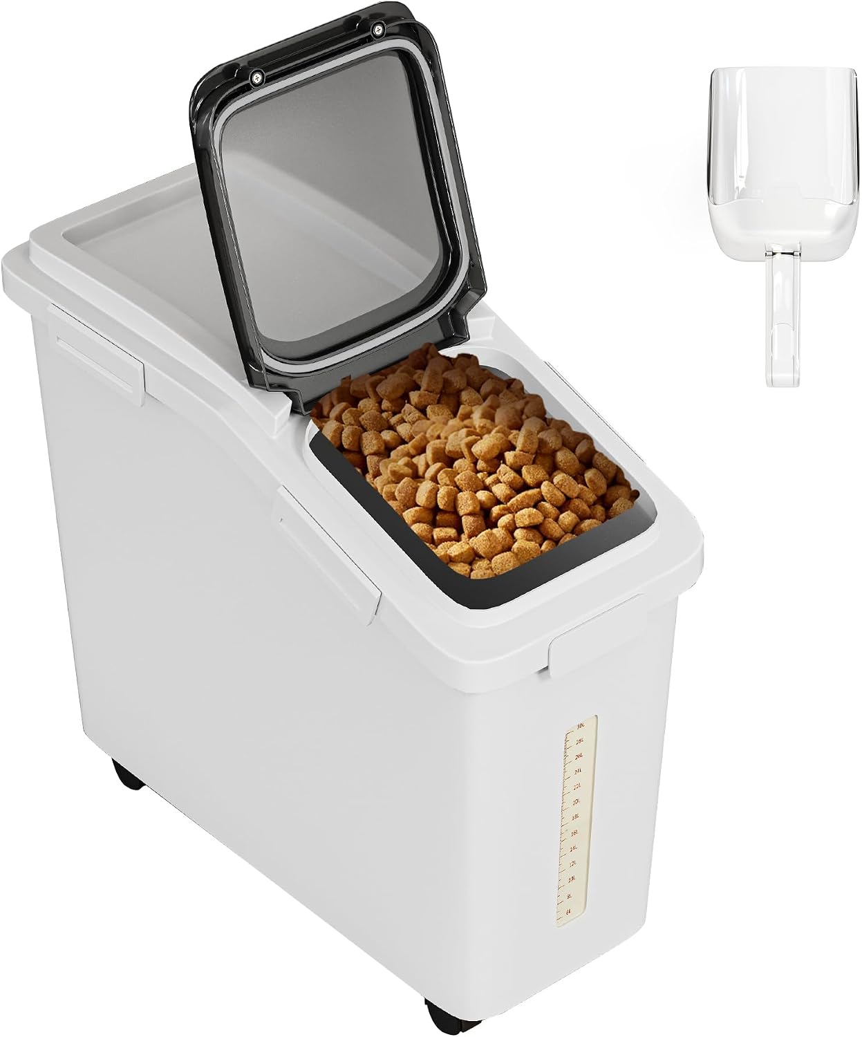 DWVO Large Ingredient Storage Bins, 11.4-Gallon Flour Rice Food storage Containers Bins with Wheels, Scoop and Airtight Lid for Dry Food, Flour, Cereal Grain, Sugar, Gray