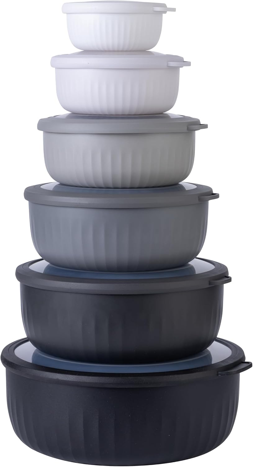 COOK WITH COLOR Prep Bowls with Lids- Wide and Deep Nesting Plastic Small Mixing Bowl Set with Lids, 8 Piece Set - Wide Bowls, Blue