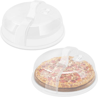Flexzion 10.5 Inch Microwave Splatter Cover - BPA-Free Anti-Splatter Microwave Cover with Adjustable Steam Vent, Dishwasher Safe, Transparent Plastic Food Covers for Microwave Cooking