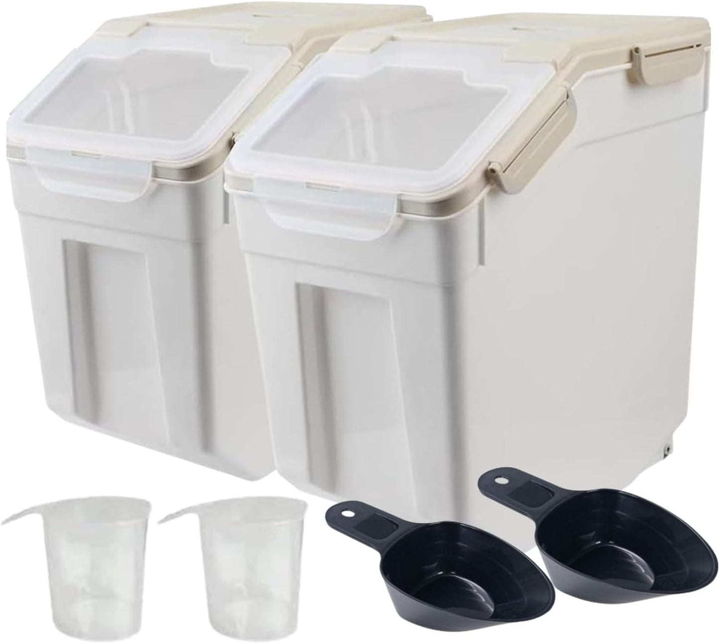 Saim Flour Storage Container Bin 25lbs (2 Pack), BPA Free Rice & Food Dispenser with Lid, Measuring Cup & Scoop - Kitchen Pantry Organizer for Grain, Cereal, Dog Food, Baking Supplies - Dark Blue