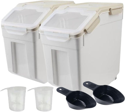 Saim Flour Storage Container Bin 25lbs (2 Pack), BPA Free Rice & Food Dispenser with Lid, Measuring Cup & Scoop - Kitchen Pantry Organizer for Grain, Cereal, Dog Food, Baking Supplies - Dark Blue