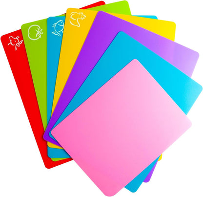 Flexible Cutting Board mats, Plastic Cutting Boards for Kitchen Cooking, Cutting board sheets for Meat and Vegetables, Dishwasher Safe Set of 4Pcs