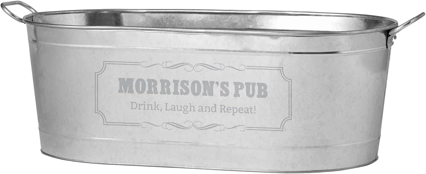 Let's Make Memories Personalized Beverage Tub - Custom Beverage Tub - Customize With Name & initial - Galvanized Drink Tub - 20 ¾"L x 11 ¾"W x 7" H - 5.5 Gallons