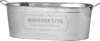 Let's Make Memories Personalized Beverage Tub - Custom Beverage Tub - Customize With Name & initial - Galvanized Drink Tub - 20 ¾"L x 11 ¾"W x 7" H - 5.5 Gallons