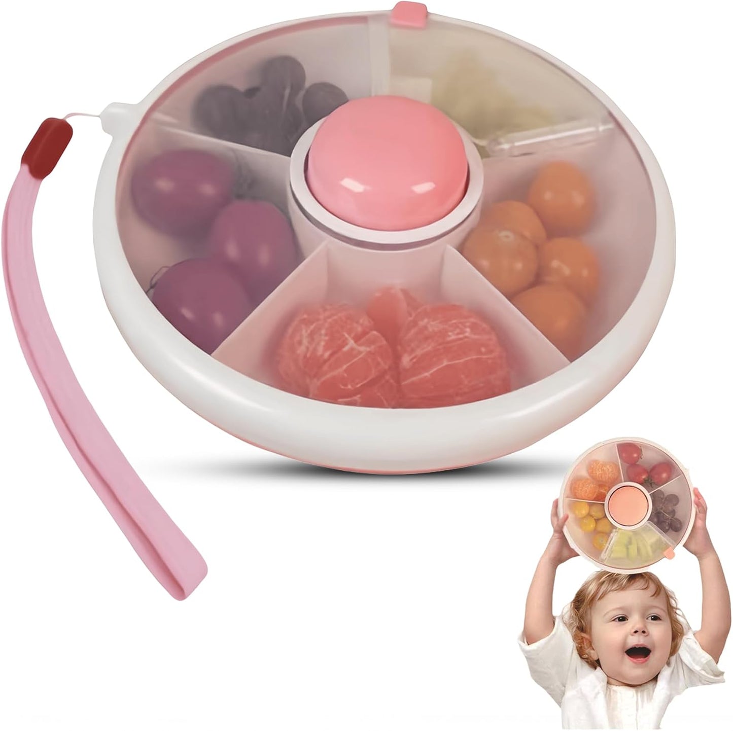 Veggie Tray with Lid for Fridge - Reusable Snack Containers, Party Serving Trays with Handles, Snackle Box for Kids & Adults, BPA-Free Fruit & Vegetable Storage Containers (Pink)