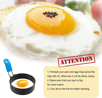 3-Inch Non-Stick Egg Rings for Frying Eggs, 4-Pack Stainless Steel Egg Ring & Pancake Mold Set, Professional Round Egg Cooker Rings for Griddle, Skillet, and Blackstone Grill