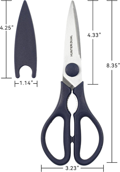 Kitchen Scissors for Food, HUNTER.DUAL Heavy Duty Come Apart Poultry Shears for Cooking, All Purpose for Cutting Chicken, Meat, Fish & Vegetables (Auqa, 8.35 Inch)