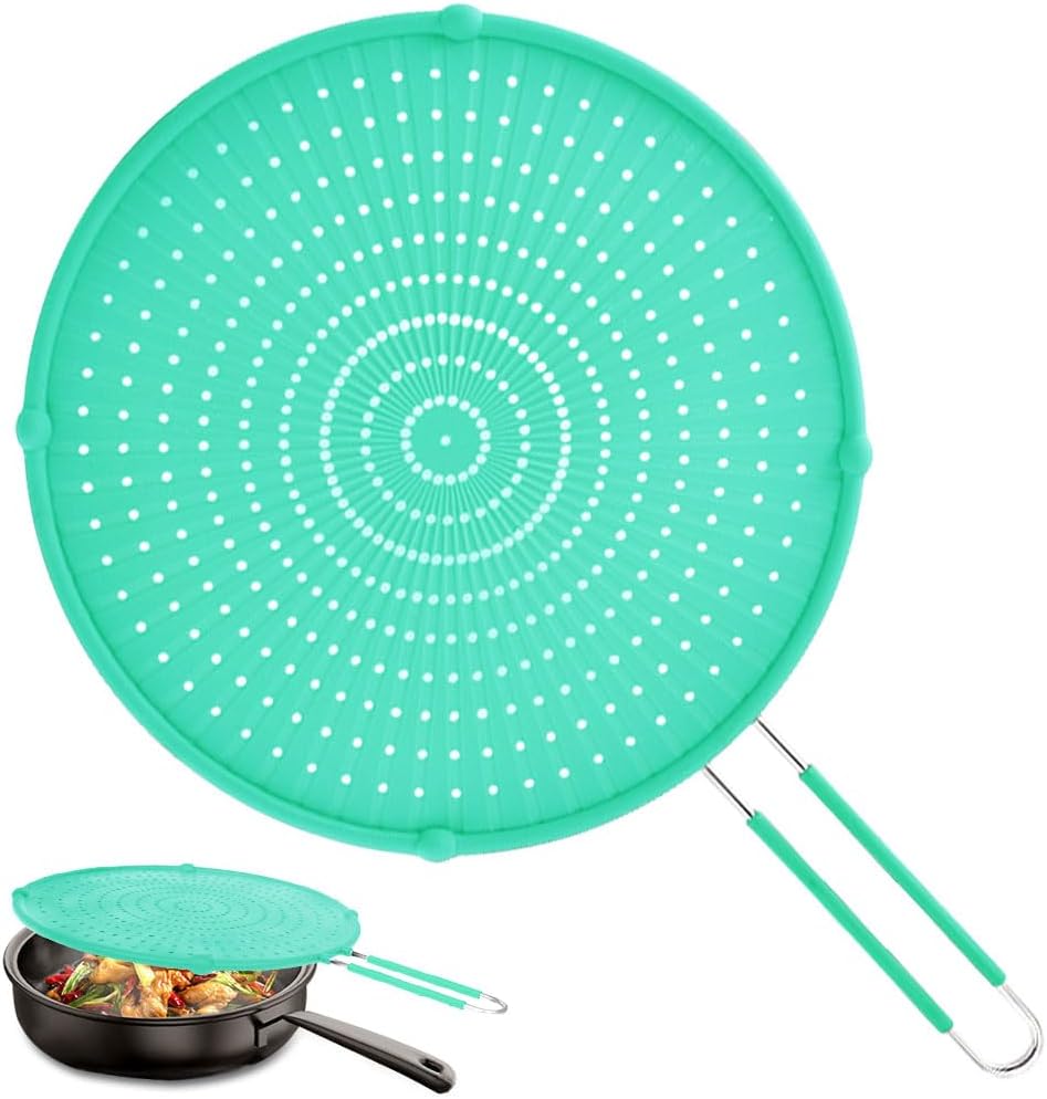 Splatter Screen for Frying Pan, Grease Splatter Guard, Heat-Resistant Splatter Guards for Frying, Silicone Splatter Guard for Everyday Cooking, Dishwasher Safe （16in×12in×0.5in）