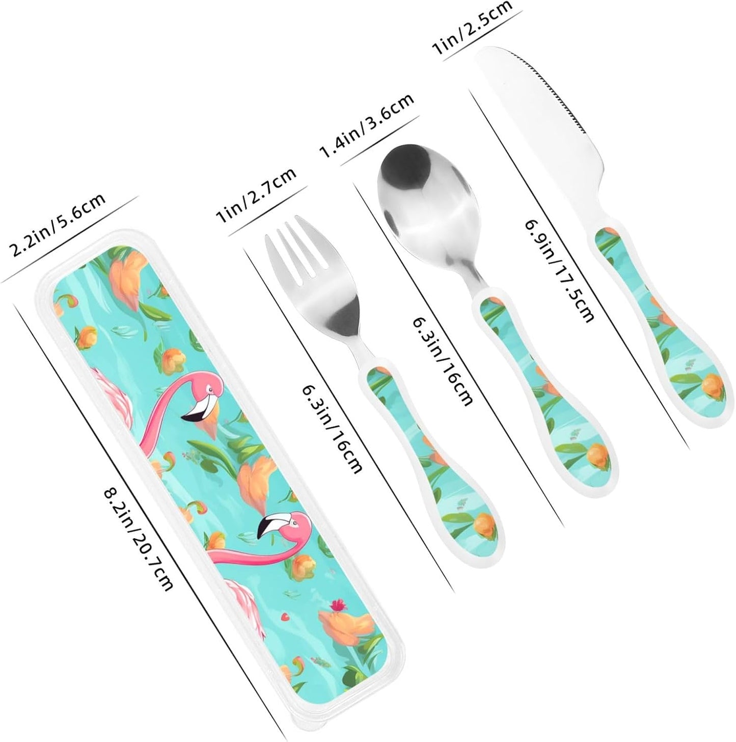 3-Piece Kids Silverware Set With Storage Case, Stainless Steel Reusable Children Safe Knife Spoon Fork Set Beach House Children Flatware Set For Kids Lunch Box